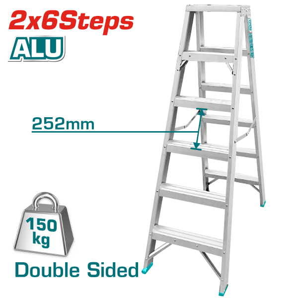 Total - Double Sided Aluminum 6 Step Ladder