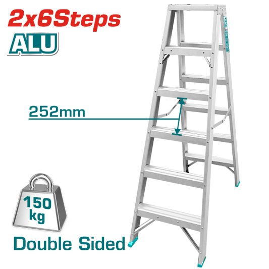 Total - Double Sided Aluminum 6 Step Ladder