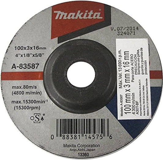 Makita -  100 x 3 x 16 mm - 4 x 1/8 x 5/8 "  Metal Cut Off Wheel