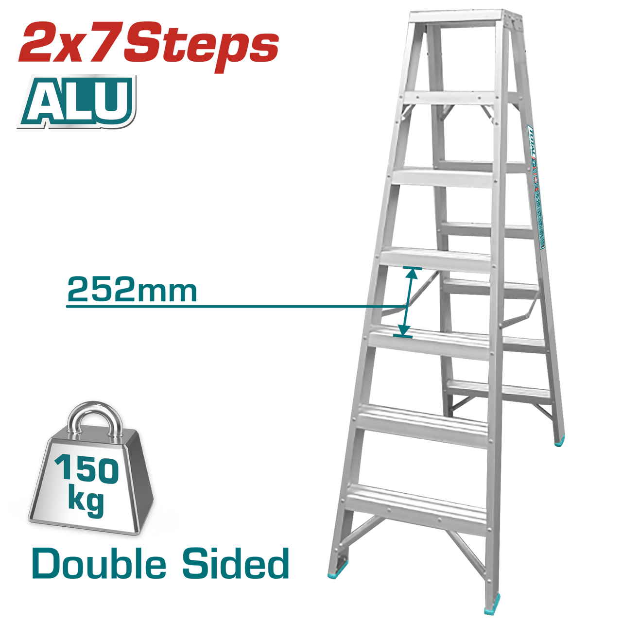 Total - Double Sided Aluminum 7 Step Ladder