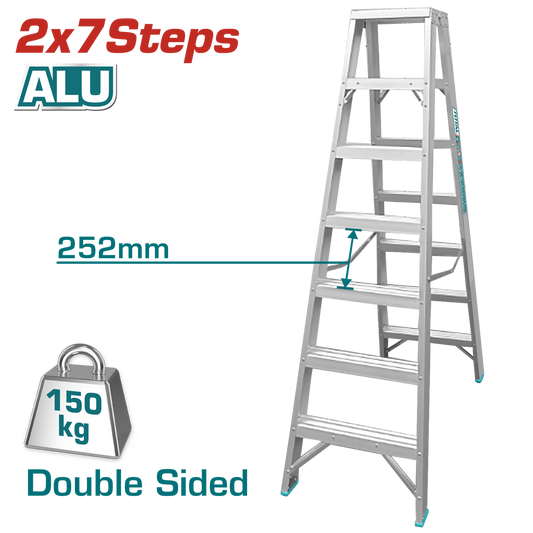 Total - Double Sided Aluminum 7 Step Ladder