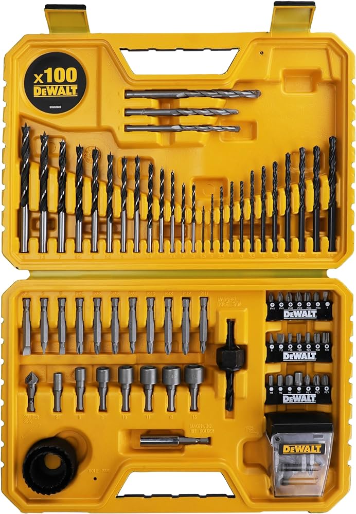 Dewalt - Assorted Drill & Screwdriver Bit Set for Metal / Wood / Concrete (100 Pcs)