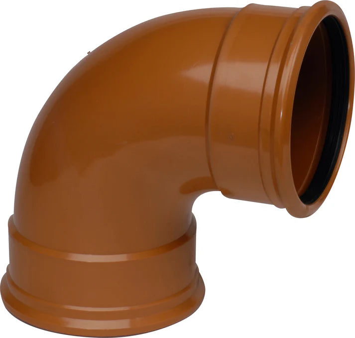 Funke - 110mm (4") PVC Drainage 90° Bend with 2 Sided Rubber Ring