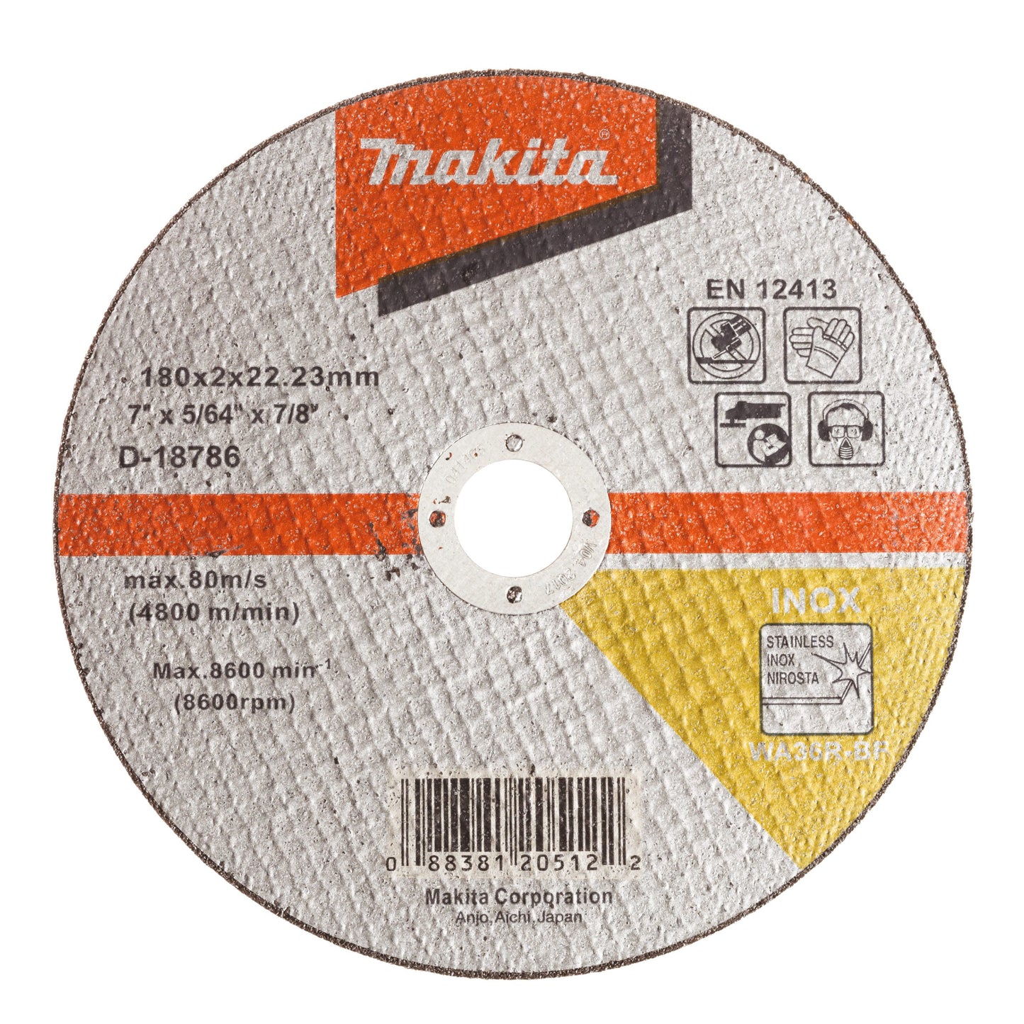 Makita - 180mm x 2mm x 22.23mm - 7" x 5/64" x 7/8" Metal Cut Off Wheel