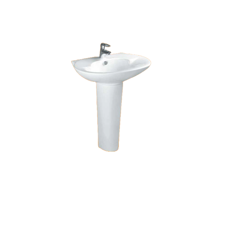 Zotto - 81 x 51 x 69 White Full Pedestal Circular Wash Basin