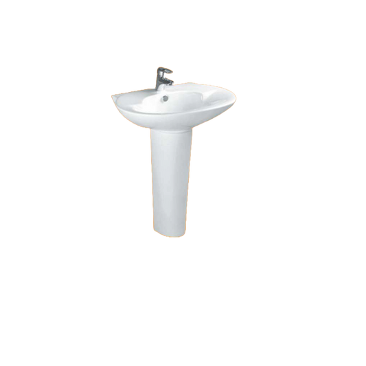 Zotto - 81 x 51 x 69 White Full Pedestal Circular Wash Basin