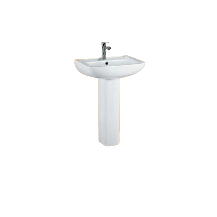 Zotto - 85 x 47.5 x 60 White Full Pedestal Circular Wash Basin