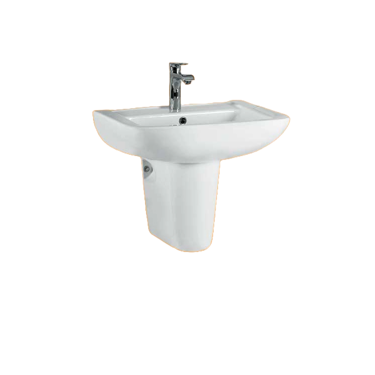 Zotto - 45 x 47.5 x 60 White Half Pedestal Square Wash Basin