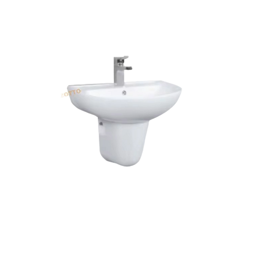 Zotto - 45 x 46 x 54 White Half Pedestal Circular Wash Basin