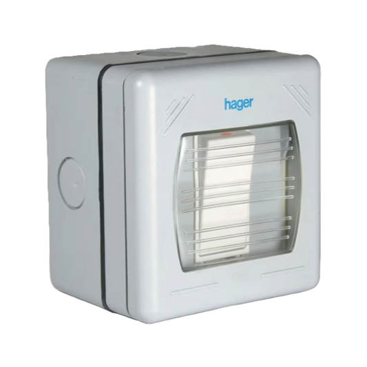 Hager - 10A, 1 Gang, 1 Way, WeatherProof Rain Switch