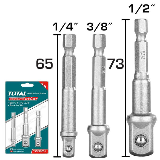 Total - 1/4" 3/8" 1/2" Socket Adaptor Set (3 Pcs)