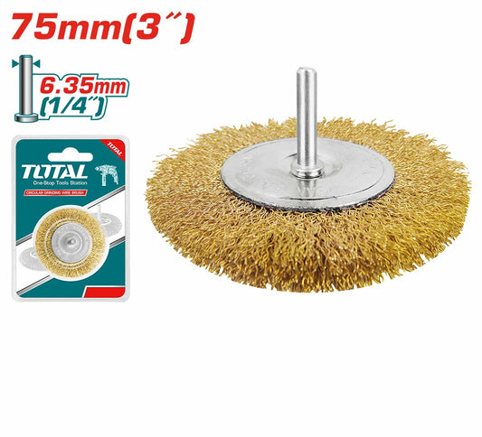 Total - 75mm (3") Circular Grinding Wire Wheel Brush with Shank