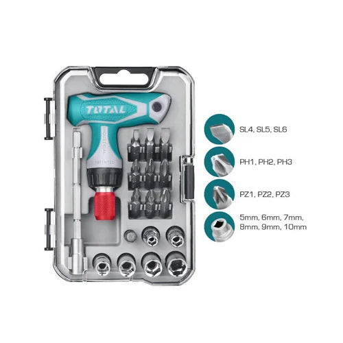 Total - T Handle Wrench Screwdriver Set (18 Pcs)