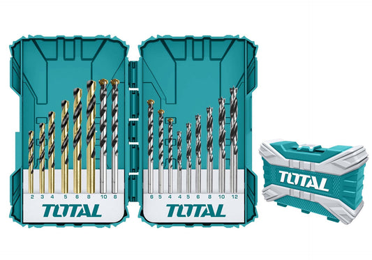 Total -  Assorted Drill Bit Set for Metal / Wood / Concrete (16 Pcs)