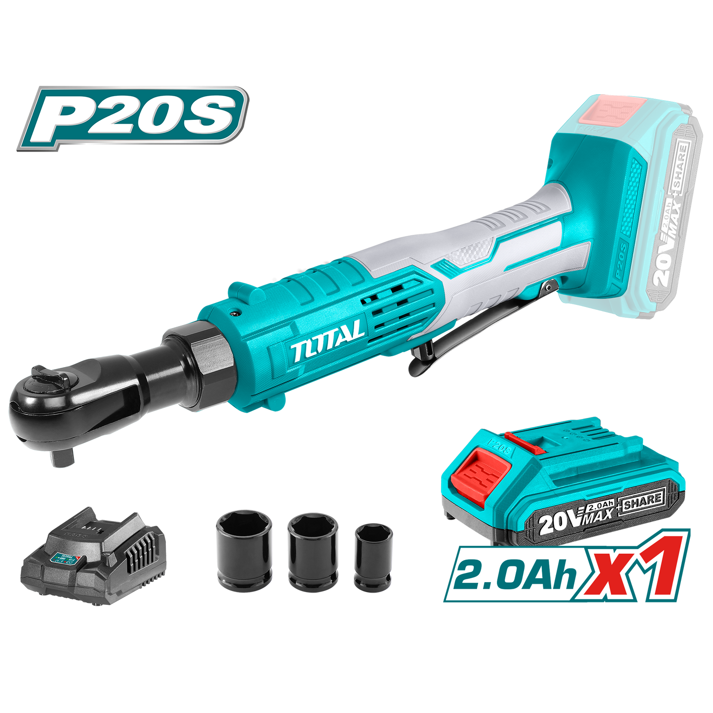 Total - 3/8" 20V Lithium-Ion Cordless Drive Ratchet