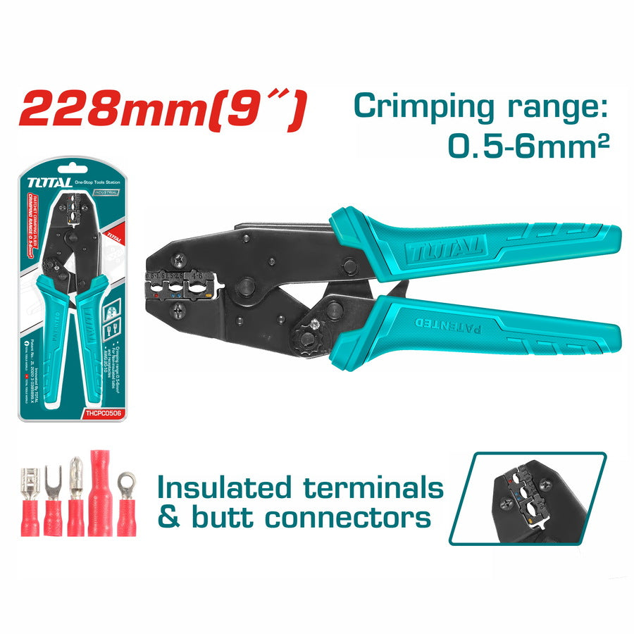 Total - 228mm (9") Ratchet Crimping Plier