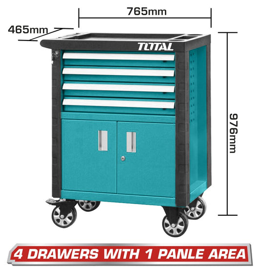 Total - 765 x 465 x 976 mm 4 Drawers Tool Cabinet