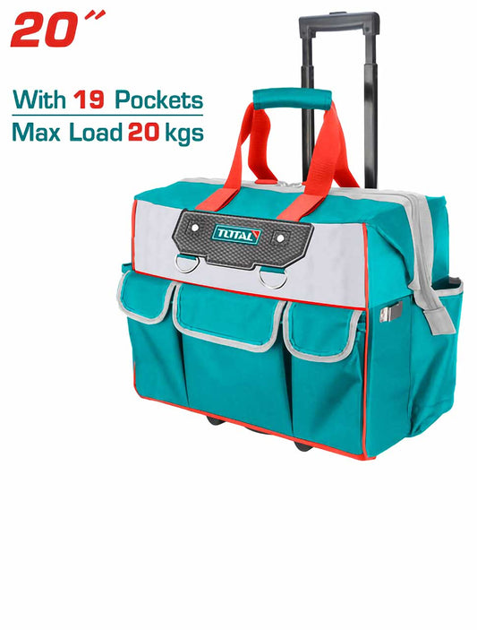 Total - 20" 19 Pockets Rolling Rigid Tool Bag