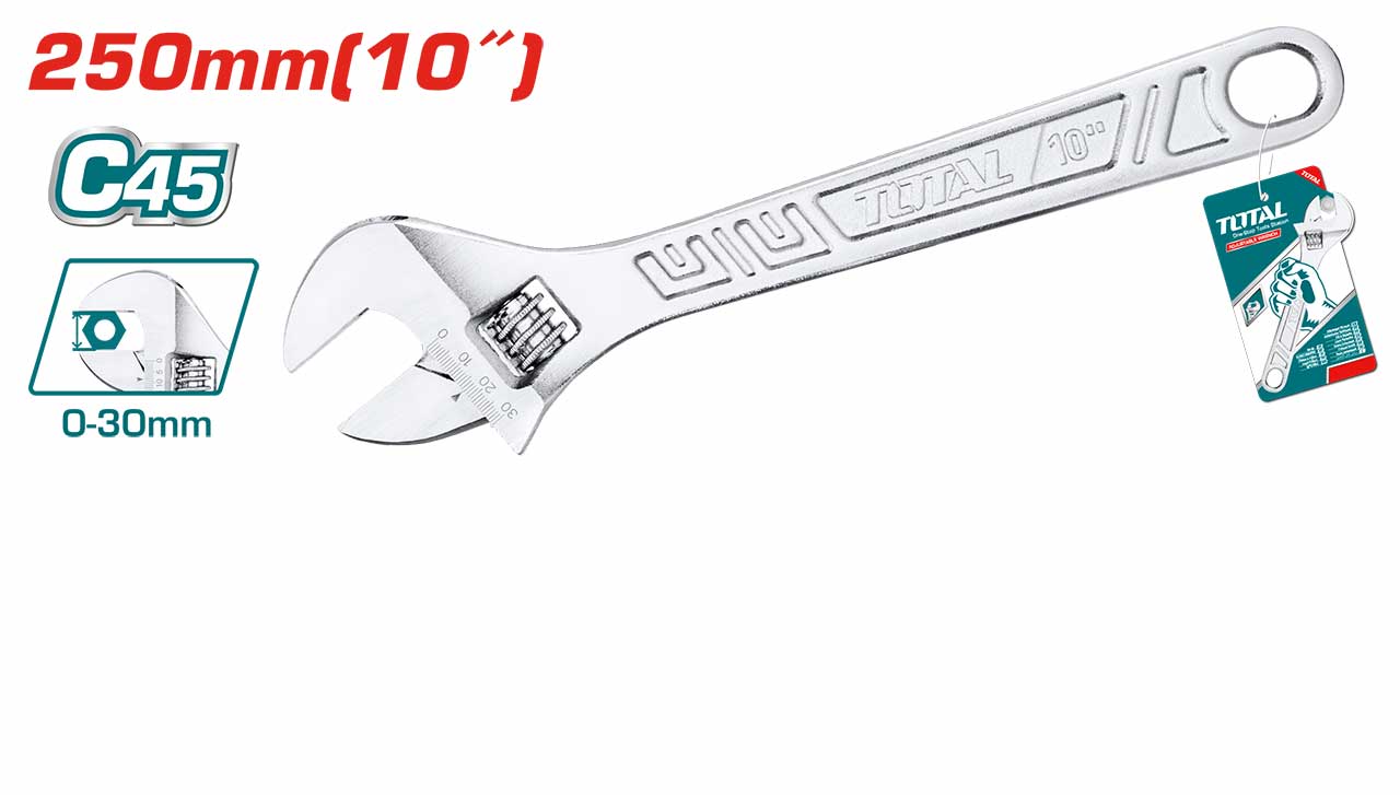 Total - 250mm (10") C45 Adjustable Wrench