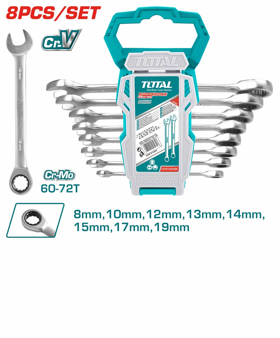 Total - Ratchet Spanner Set (8 Pcs)