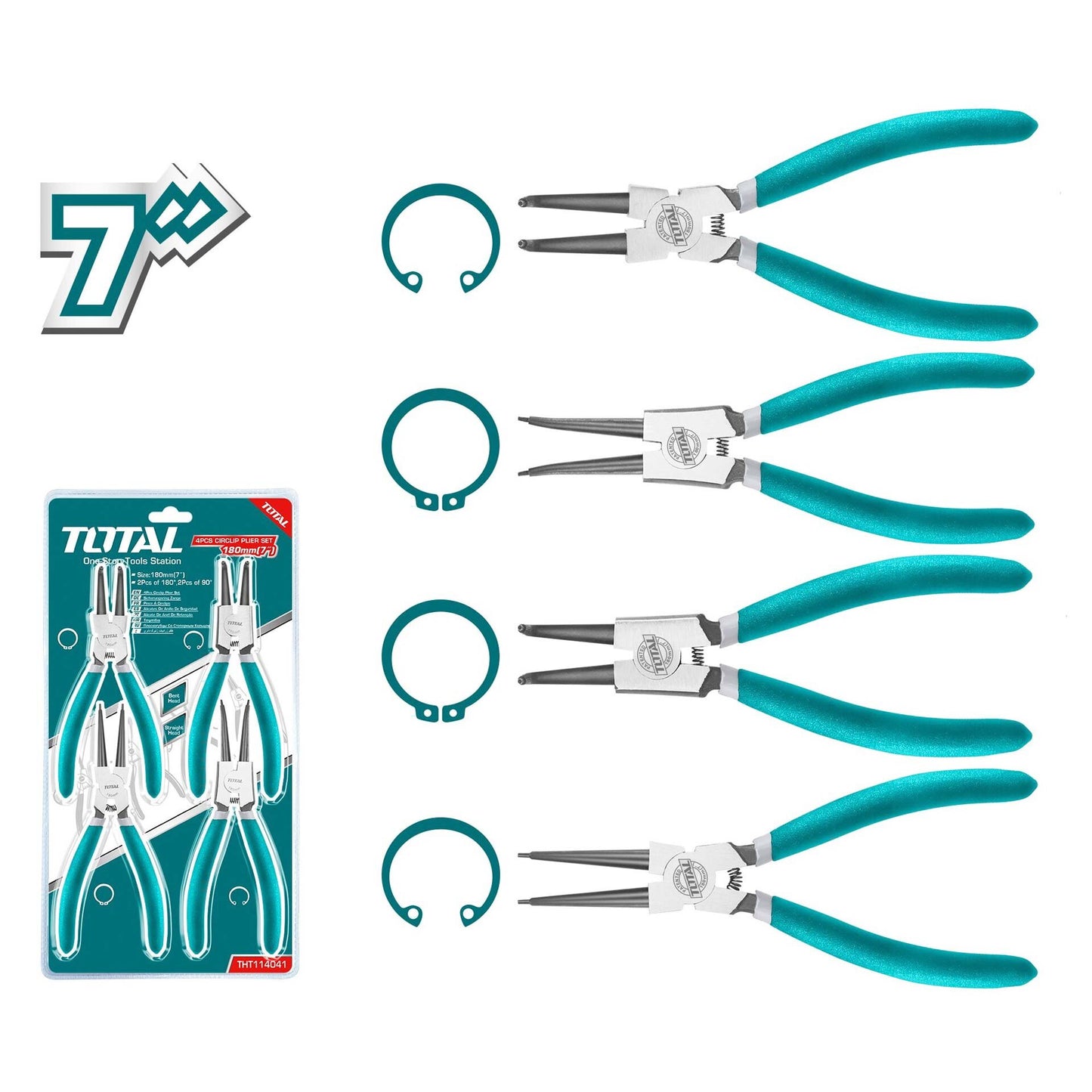 Total - 180mm (7") Circlip Plier Set (4 Pcs)