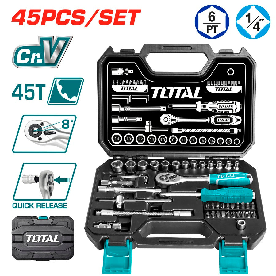 Total - 1/4" Socket Set (45 Pcs)