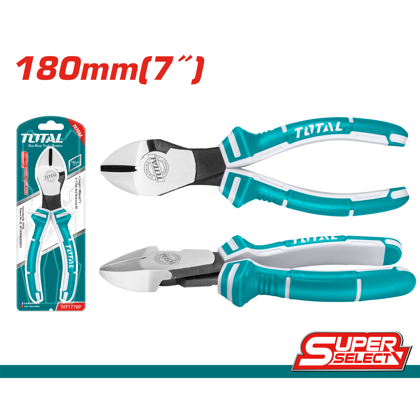 Total - 180mm (7") Diagonal Cutting Pliers