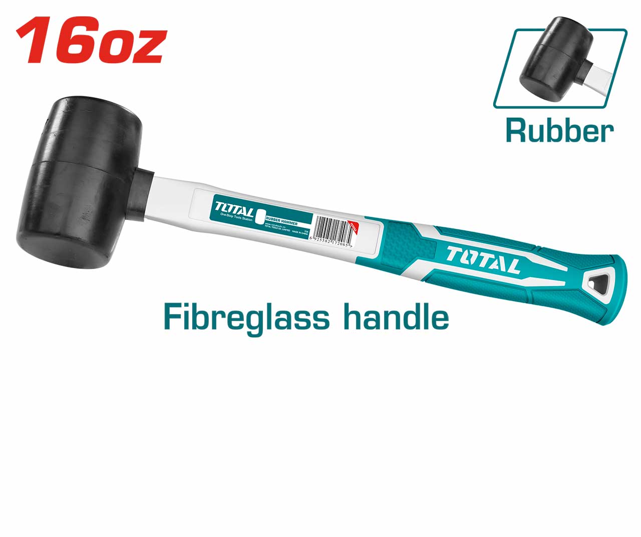 Total - 450g Black Rubber Hammer