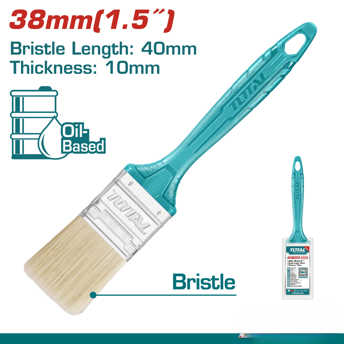 Total - 38mm (1.5") Plastic Handle Paint Brush