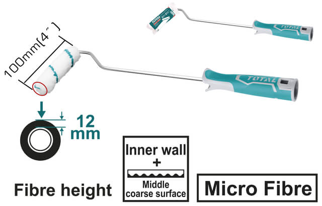 Total - 100mm (4") Paint Roller with Rubber Stick