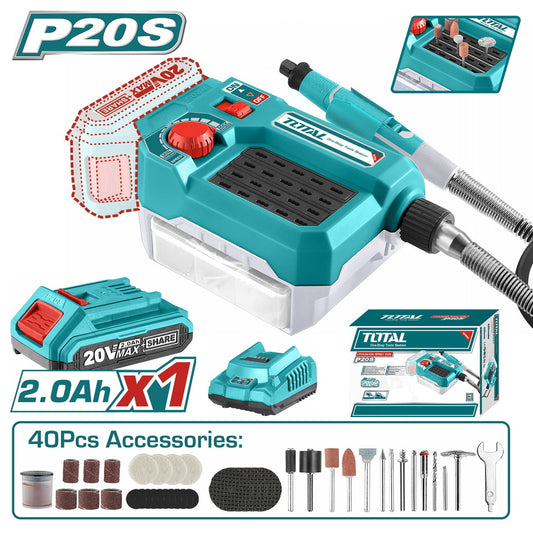 Total - 20V 2.0AH Cordless Mini Grinder (1 Battery + 1 Charger)