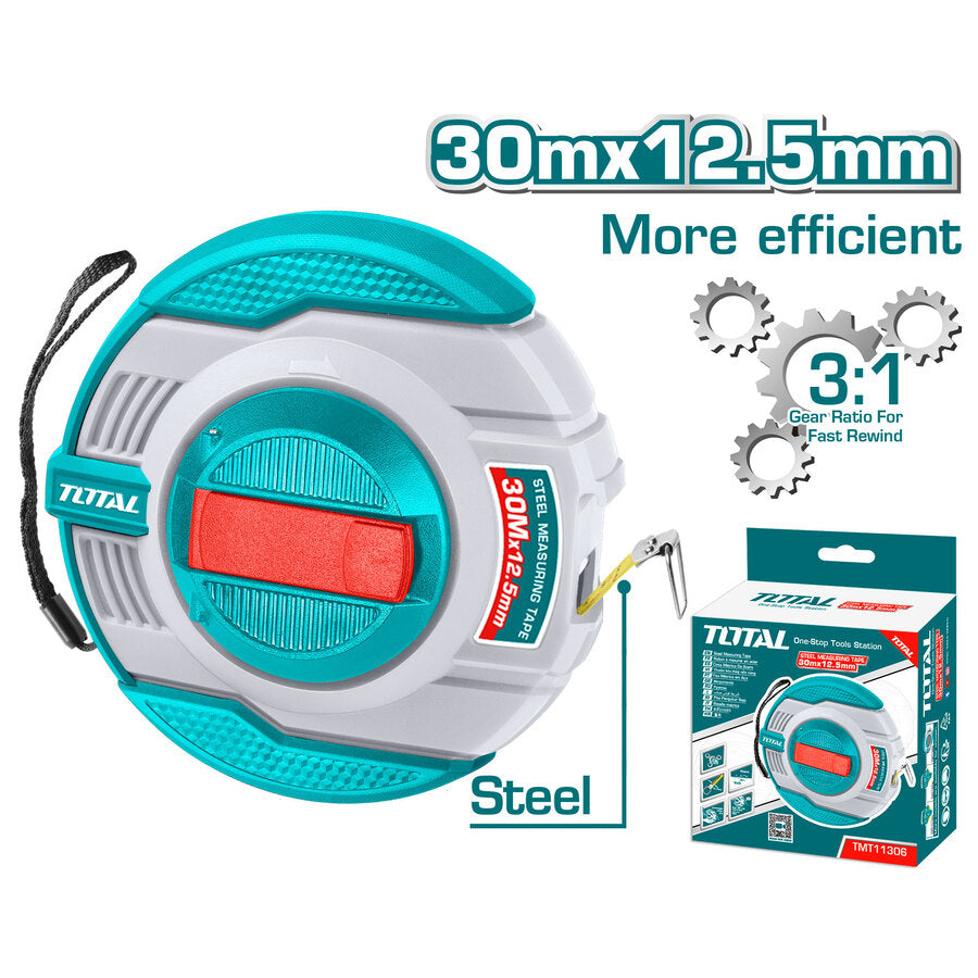 Total - 30m Fiberglass Measuring Tape