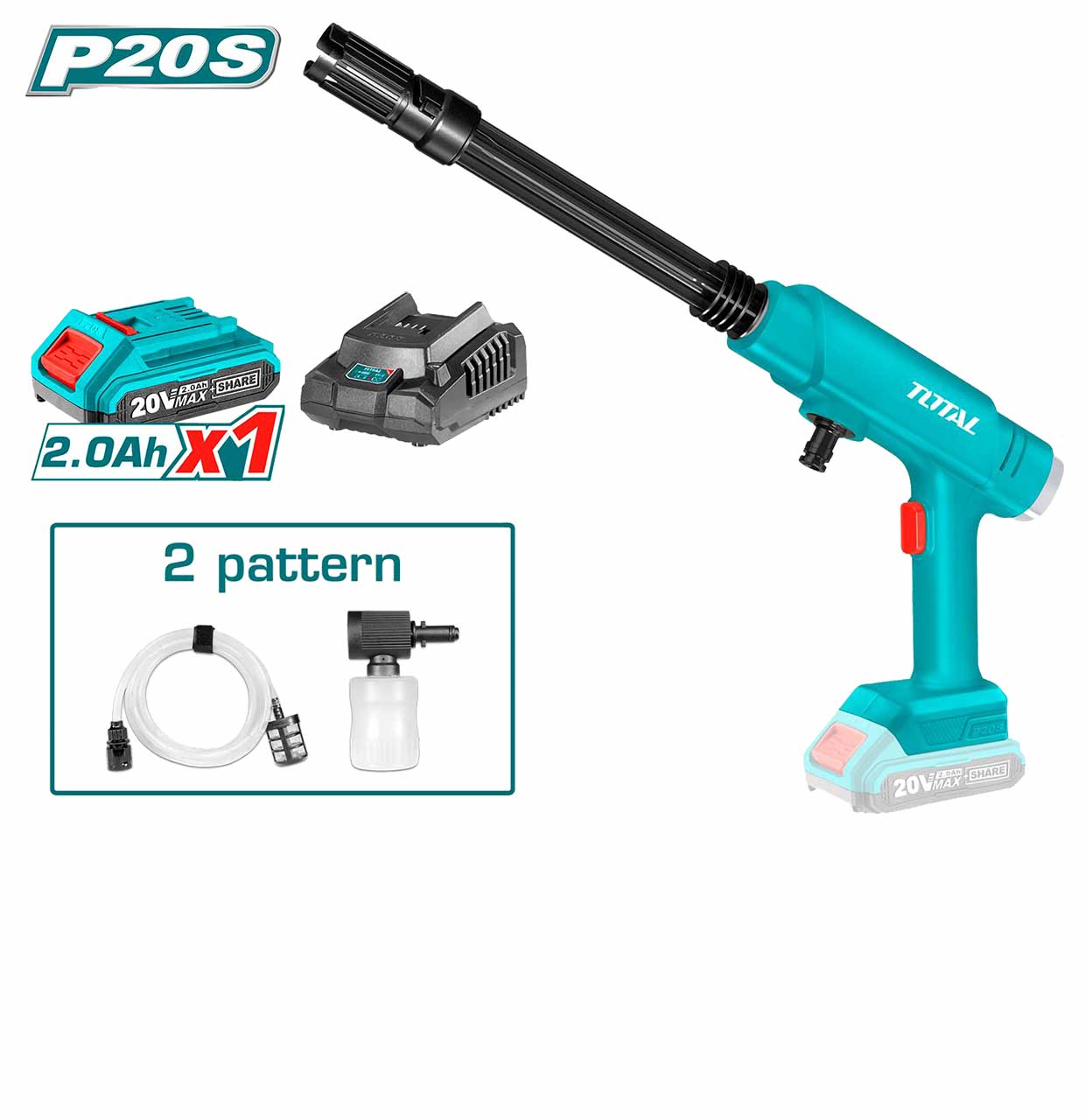 Total - 24.5 BAR 20V 2.0AH Battery Powered Cordless Pressure Washer