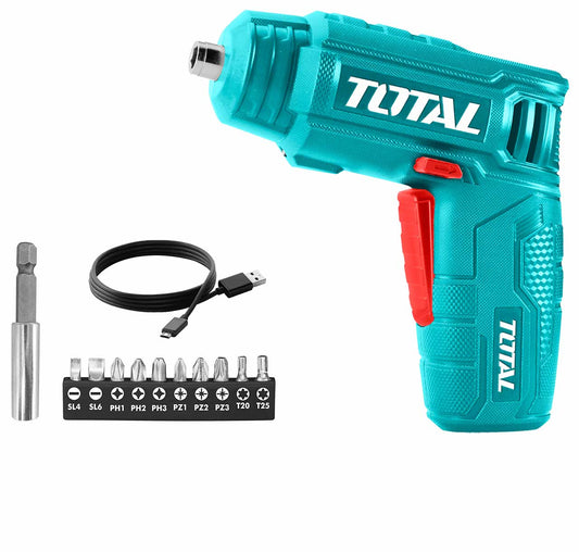 Total - 1/4" 4V Cordless Electric Screwdriver Set