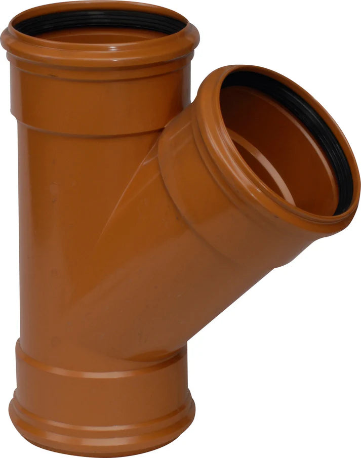 Funke - 6" x 4" PVC Drainage Tee Y 2 Sockets with Rubber Ring