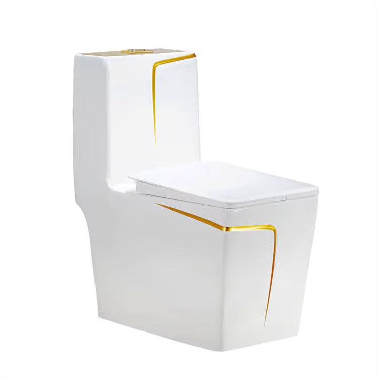 Zotto - 68 x 37 x 77.5 White with Gold Stripe One Piece Square Toilet