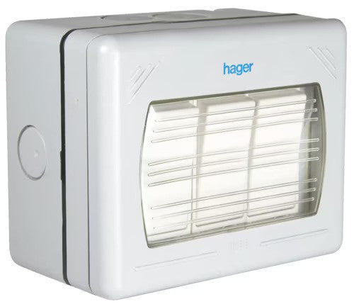 Hager - 10A, 3 Gang, 1 Way, WeatherProof Rain Switch