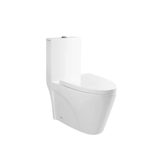 Zotto - 70 x 38.5 x 78 White with Black Stripe One Piece Circular Toilet