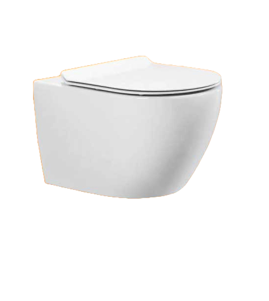 Zotto - 59 x 36 x 34 White One Piece Wall Mounted Square Toilet