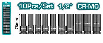 Total - 1/2" Impact Socket Set (10 Pcs)