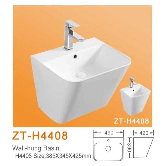 Zotto - 38.5 x 34.5 x 42 White Circular Wall Hung Wash Basin